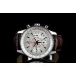 BREITLING MONTBRILLIANT AB0130, round, silver dial and hands,silver markers, 38mm steel case,