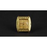 MID SIZE VACHERON & CONSTANTIN 18ct GOLD VINTAGE WRISTWATCH, square linen two tone gold dial with