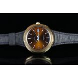 RARE VINTAGE OMEGA DE VILLE DYNAMIC AUTOMATIC, sunburst bronze dial, baton hour markers, 42mm gold