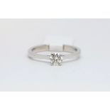 Single stone diamond ring, round brilliant cut diamond weight an estimated 0.36ct, claw set in