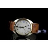 GENTLEMENS OMEGA GENEVE AUTOMATIC 18CT GOLD WRISTWATCH, circular cream dial with gold and black hour