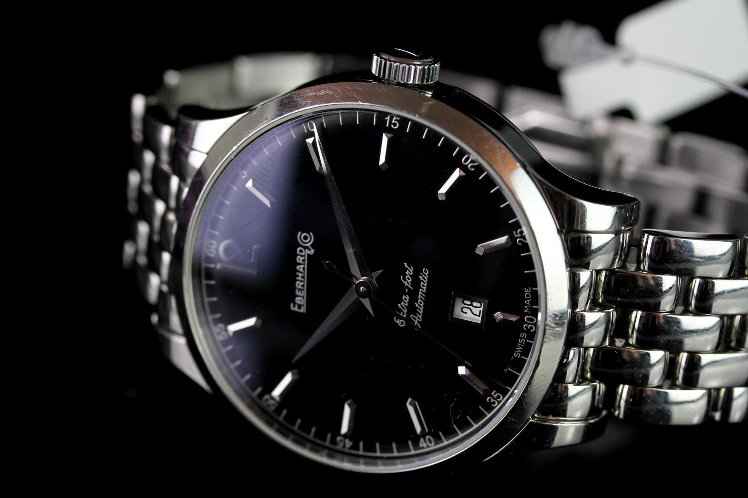 GENTLEMENS EBERHARD AND CO ECTRA FORT AUTOMATIC DATE WRISTWATCH REF. 41029, circular black dial with - Image 2 of 4