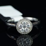 New Unused - Diamond cluster ring, six brilliant cut diamonds set with a border of diamonds, mounted
