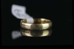 18CT WEDDING BAND,weight 4.2gms, size R,hallmarked.