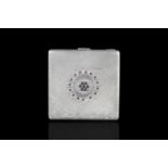 SILVER SQUARE GARNETS AND SAPPHIRE VINTAGE SET COMPACT, 7X7cms