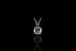 14k SINGLE BRILLIANT CUT PENDANT WITH NO CHAIN,estimated total weight 0.25ct.