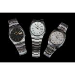 GROUP OF 3 SEIKO 5 AUTOMATIC WRISTWATCHES, seiko 5, circular white dial with lume hands and baton