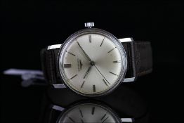 GENTLEMENS LONGINES VINTAGE WRISTWATCH REF. 7159, circular silver dial with silver baton hour