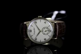 GENTLEMENS IWC WRISTWATCH, cream dial with arabic numbers and hour markers, small seconds at 6 0'