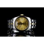 GENTLEMANS TUDOR GLAMOUR WATCH MODEL 56003,round, gold dial with illuminated hands, gold baton