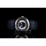 LADIES OMEGA DYNAMIC AUTOMATIC WRISTWATCH, circular two tone silver and blue dial with an outer