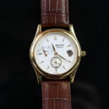 GENTLEMEN'S 18K GOLD ZENO DE LUXE, POWER RESERVE, EXHIBITION CASE BACK, MANUALLY WOUND WRISTWATCH,