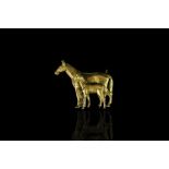 Vintage equine brooch, a well modelled horse with foal as a brooch, hallmarked 9ct Birmingham