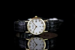 LADIES JEAN JACOT WRISTWATCH REF CGS00005, circular white dial with gold arabic numbers and hands,
