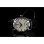 GENTLEMENS OMEGA AUTOMATIC SEAMASTER WRISTWATCH REF. 2802, circular patina off white dial with