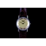 LADIES DUPONT 22894, round, gold textured dial with black hands,silver markers,24mm steel case,