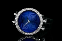 GENTLEMEN'S CHOPARD 18CT WHITE GOLD DIAMOND SET WRISTWATCH REF. 4235, circular lacquer blue sunburst