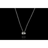 18CT WHITE GOLD SINGLE STONE DIAMOND IN A CHENIER SETTING,stone estimated in mount 0.35 ct, chain