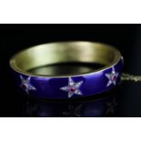 18K VICCY ENAMEL , RUBY AND DIAMOND SET BRUSHED BANGLE, total weight 45.19gms