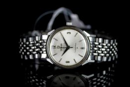 GENTLEMENS OMEGA AUTOMATIC CHRONOMETER CONSTELLATION WRISTWATCH REF. 167.005, circular silver dial