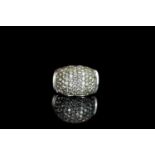 Diamond cluster ring, pave set round brilliant cut diamonds with 1 diamond missing, stamped 18ct