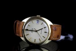 GENTLEMENS OMEGA GENEVE AUTOMATIC 18CT GOLD WRISTWATCH, circular cream dial with gold and black hour