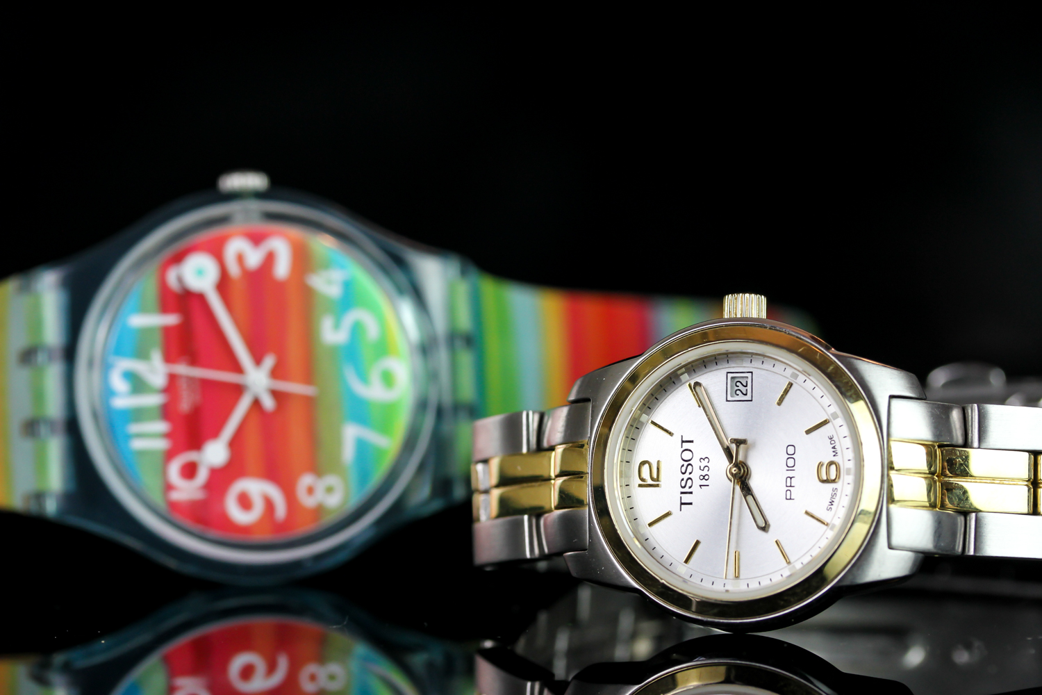 GROUP OF TWO WATCHES, including ladies swatch, ladies Tissot pr100. - Image 2 of 2