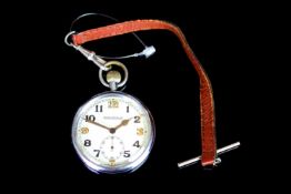 GENTLEMENS JAEGER LECOULTRE MILITARY POCKET WATCH, circular cream dial with arabic numbers, small