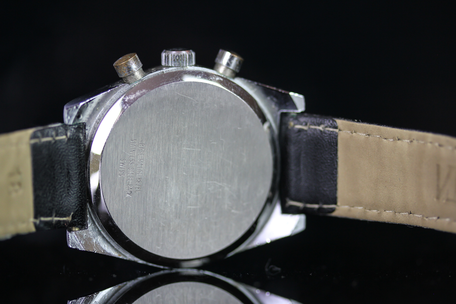GENTLEMENS CIMIER VINTAGE CHRONOGRAPH WRISTWATCH, circular black dial with hour markers, 80 minute - Image 3 of 3