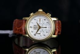 GENTLEMENS PHILLIPE DU BOIS CHRONOGRAPH WRISTWATCH, circular triple register dial with date window