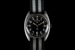 GENTLEMANS HAMILTON MILITARY WATCH 152/73,black dial with silver sword hands, white arabic numbers,