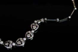 STUNNING 19TH CENTURY ROSE CUT DIAMOND NECKLACE, flower and heart design, total weight 35.07gms.