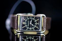 LADIES JAEGER LE COULTRE 38741,oblong, black dial with white hands, white baton markers.25x19mm