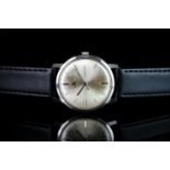 GENTLEMENS JAEGER LE COUTRE WRISTWATCH REF. E952 W/ BOX & PAPERS, circular silver dial with silver