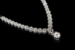 Diamond daisy cluster necklace, brilliant cut diamond seven stone clusters, the largest drop, 7.