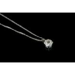 Diamond daisy cluster pendant and chain, seven brilliant cut diamonds claw set, estimated total