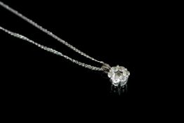 Diamond daisy cluster pendant and chain, seven brilliant cut diamonds claw set, estimated total