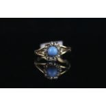 9CT TURQUOISE AND WHITE STONE CLUSTER RING, ring size L
