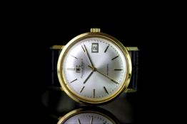 GENTLEMANS 18K IWC ARBED MARCEL WEIS,round,silver dial with gold and black hands, date aperture at 3