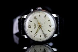 GENTLEMENS VULCAIN CRICKET WRISTWATCH, circular silver dial with arabic numbers and hour markers,