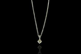 18CT WHITE GOLD SINGLE STONE DIAMOND PENDANT ,estimated 0.25ct,chain estimated 44cms, total weight