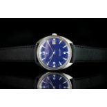 GENTLEMEN'S OMEGA SEAMASTER COSMIC DATE WRISTWATCH, circular blue dial with elongated luminous arrow