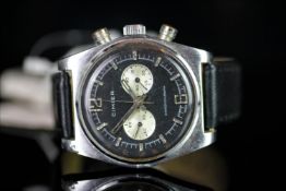 GENTLEMENS CIMIER VINTAGE CHRONOGRAPH WRISTWATCH, circular black dial with hour markers, 80 minute