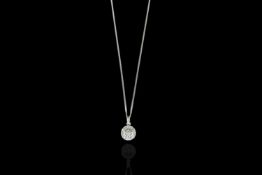 9CT WHITE GOLD DIAMOND CLUSTER PENDANT, chain 42cm, total weight 1.66 gms