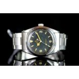 GENTLEMANS VINTAGE ROLEX EXPLORER , round, black dial illuminated hands, illuminated arabic and