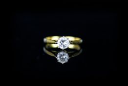 18CT SINGLE STONE BRILLIANT CUT DIAMOND RING ESTIMATED 0.60CT,white metal claw setting, total weight