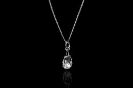 PLATINUM BRIOLETTE PEND AND CHAIN, ESTIMATED AT 3.10CT, with platinum chain.