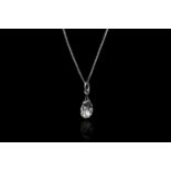 PLATINUM BRIOLETTE PEND AND CHAIN, ESTIMATED AT 3.10CT, with platinum chain.