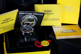 GENTLEMANS BREITLING SUPEROCEAN CHRONOGRAPH SPECIAL EDITION, round, black dial with illuminated