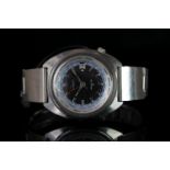 GENTLEMENS SEIKO AUTOMATIC WORLD TIME DATE WRISTWATCH REF. 6117-6400, circular grey dial with silver